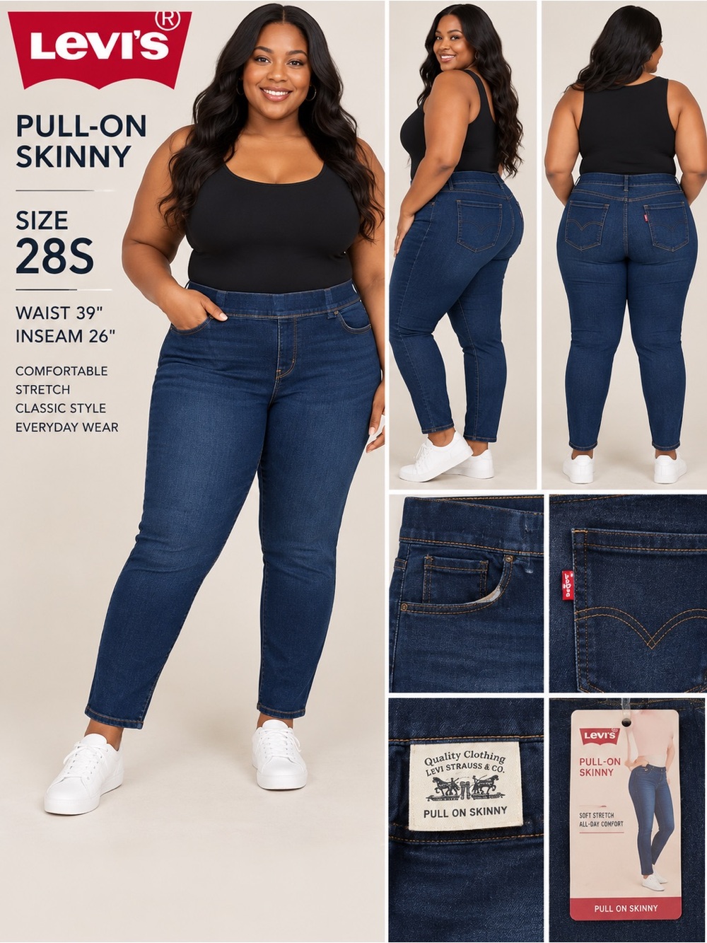 Levi's Dark Blue Pull-On Skinny Jeans